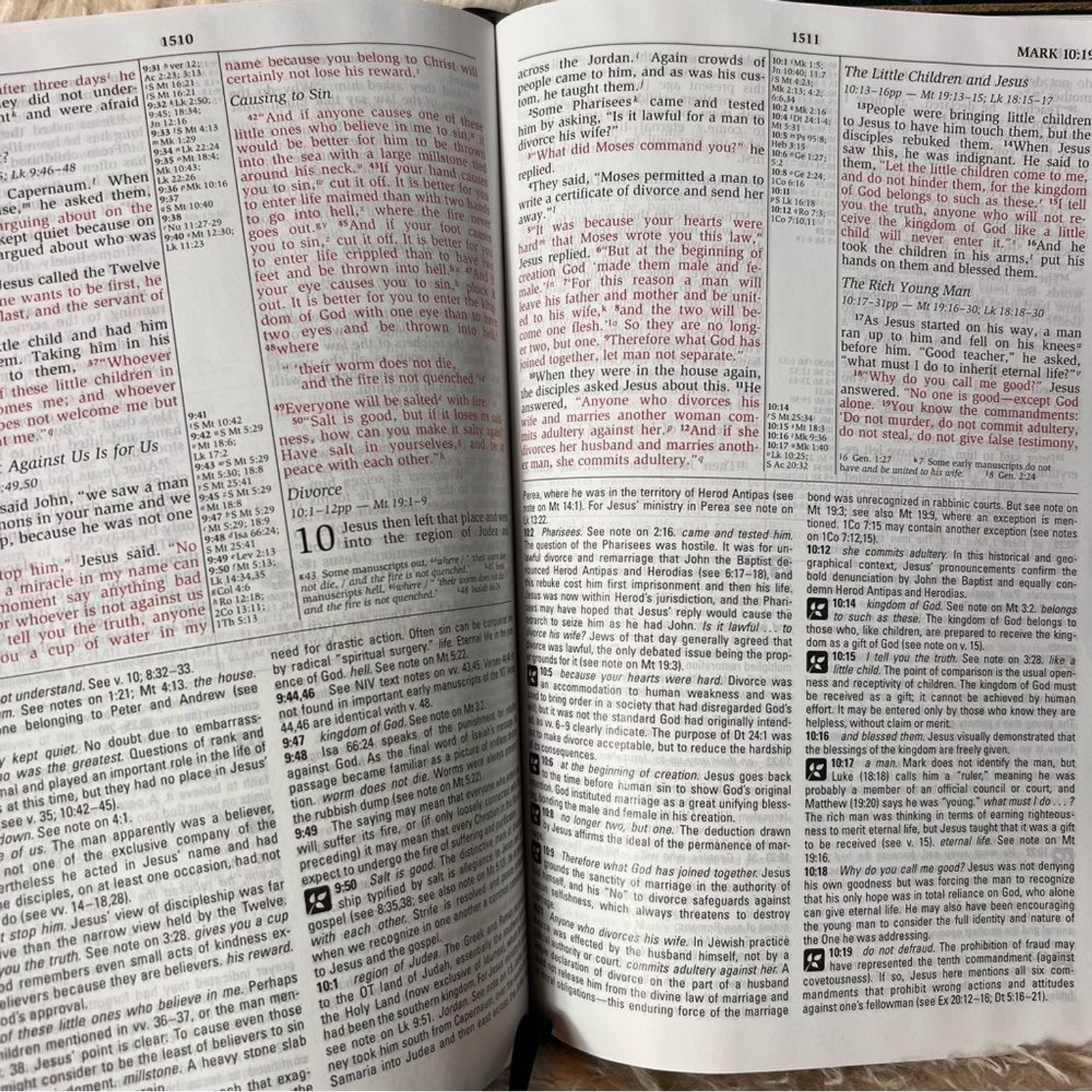 NIV Study Bible Black Leather Red Letter Zondervan Christian Religious