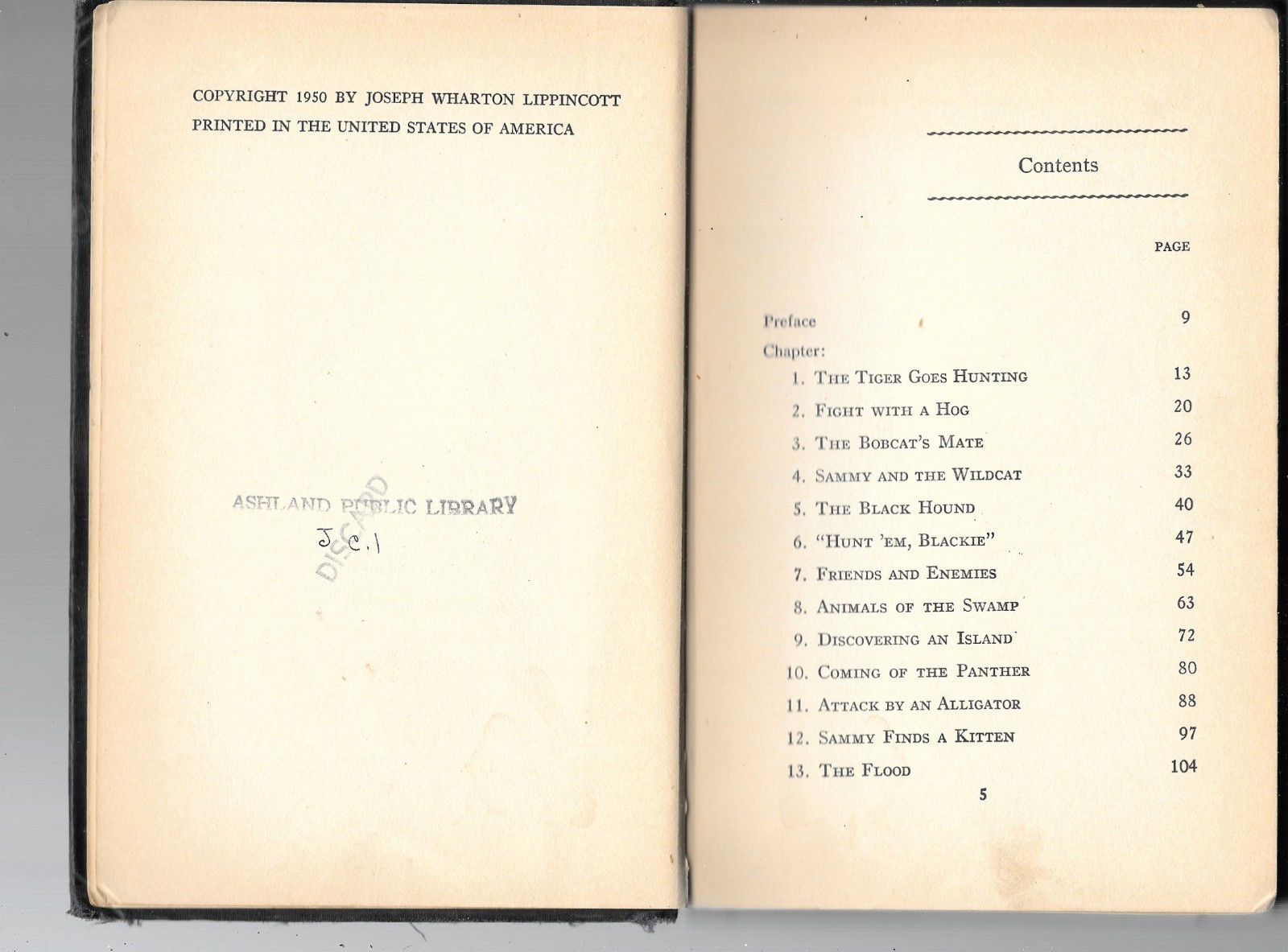 The bahoo Bobcat Joseph Wharton Lippincott First Edition Hardcover 1950