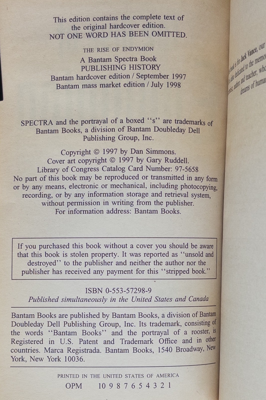 The Rise of Endymion Dan Simmons 1st Printing Bantam Spectra
