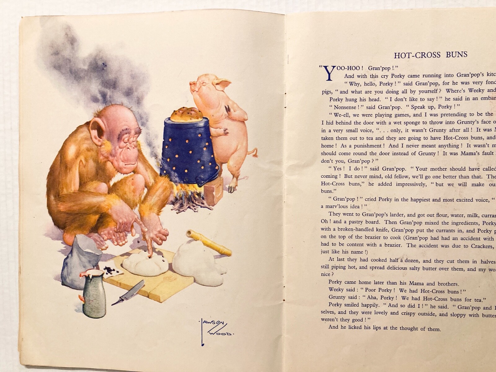 c1940s Lawson Wood Granpops Book of Fun Anthropomorphic Monkey Chimp Ape Animal