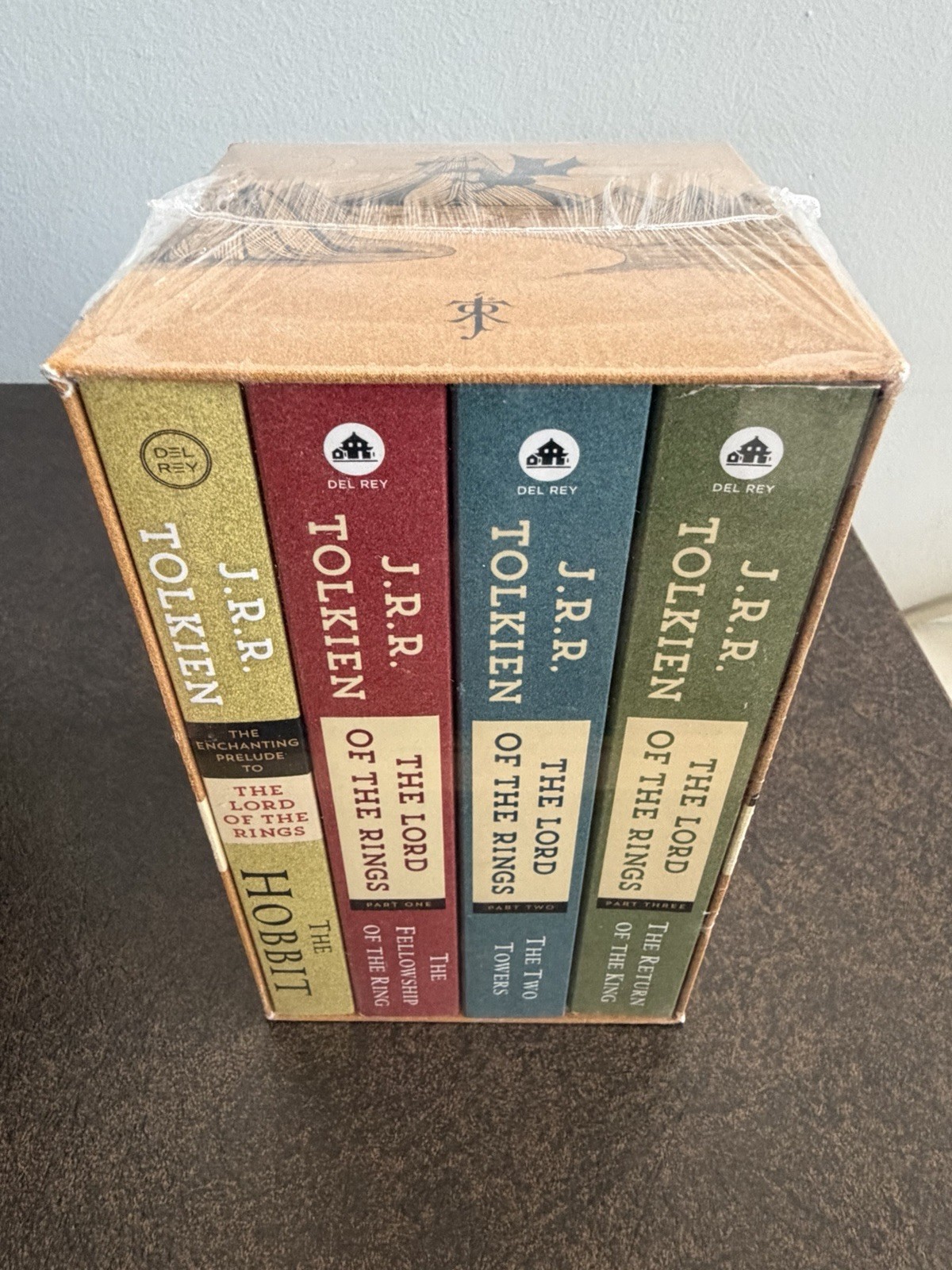 J.R.R. TOLKIEN 4 BOOK BOXED SET THE HOBBIT AND THE LORD OF RINGS LOTR DEL REY 🆕