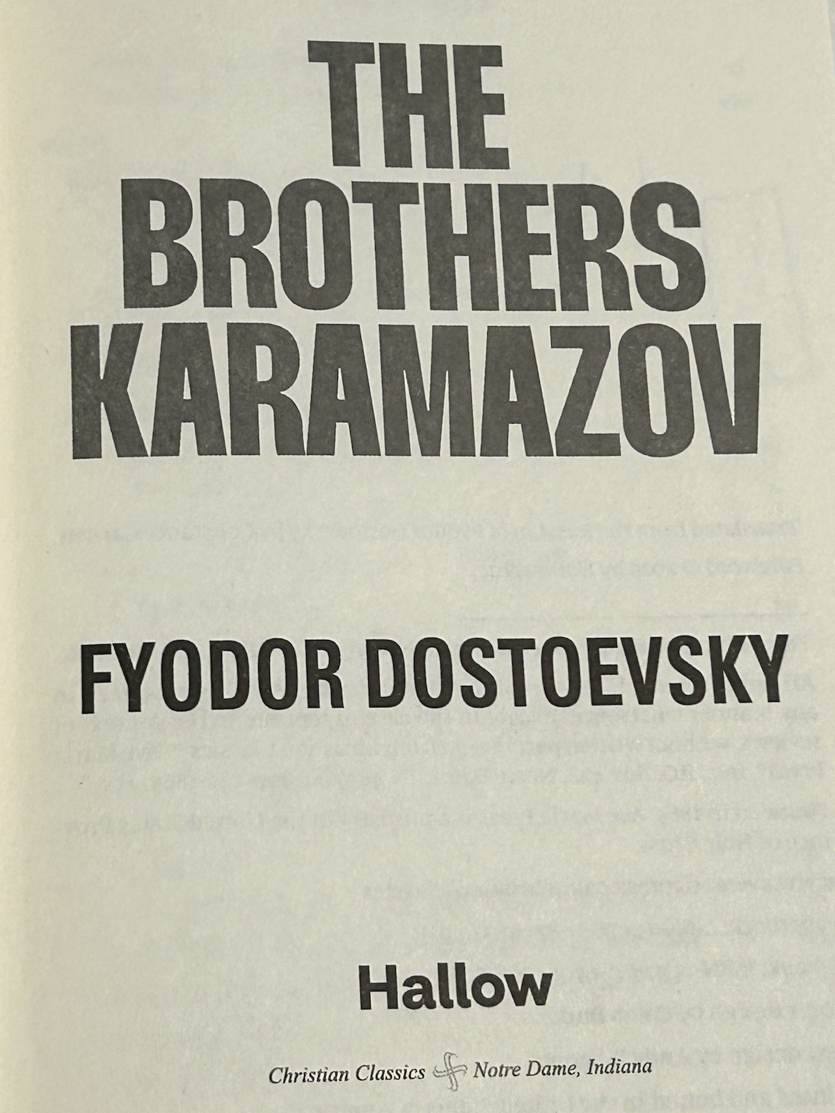 The Brothers Karamazov (Hallow Edition) by Fyodor Dostoevsky Paperback Book
