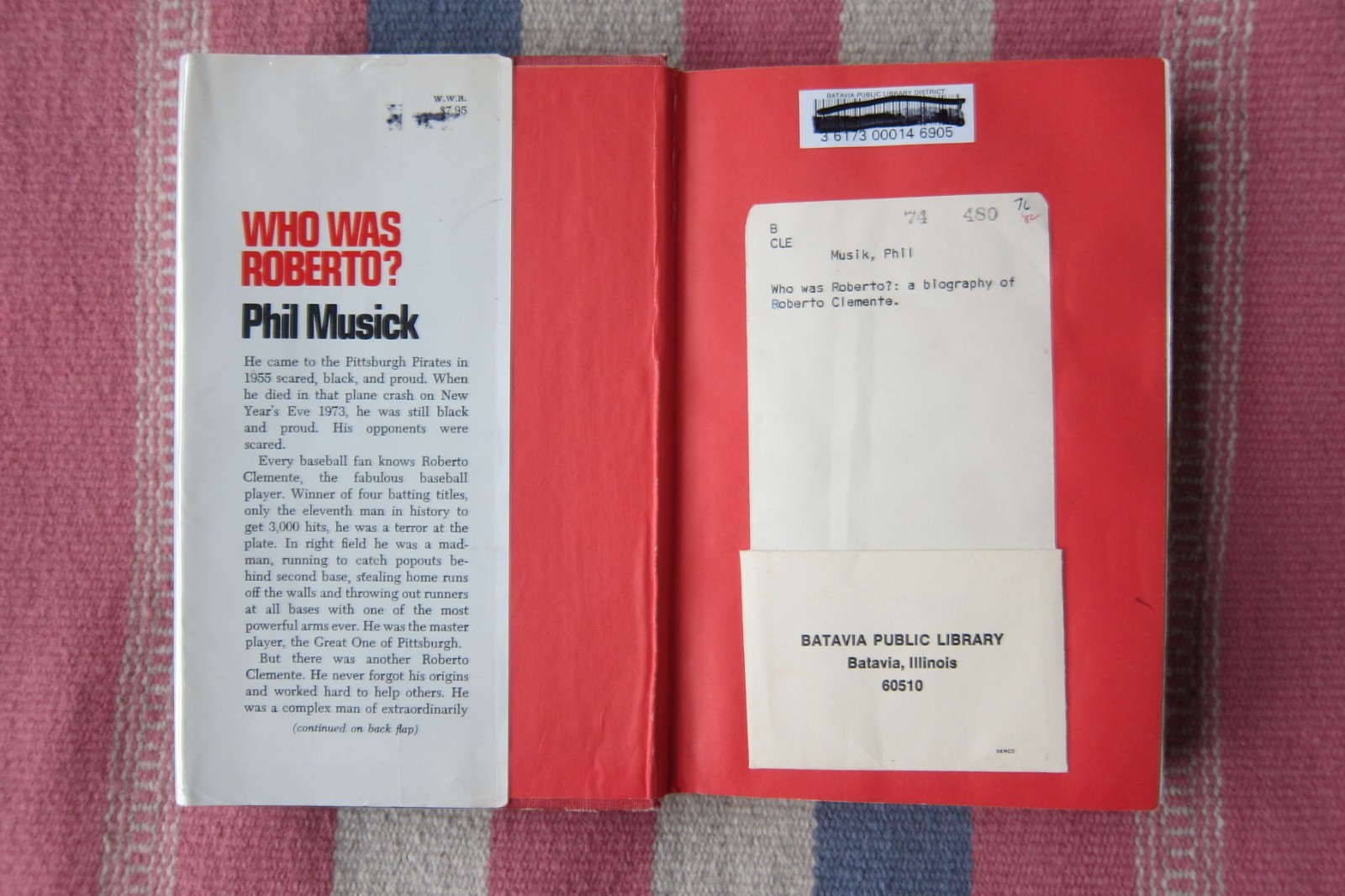Vintage 1974 Who Was Roberto? A Biography of Roberto Clemente Phil Musick HC/DJ