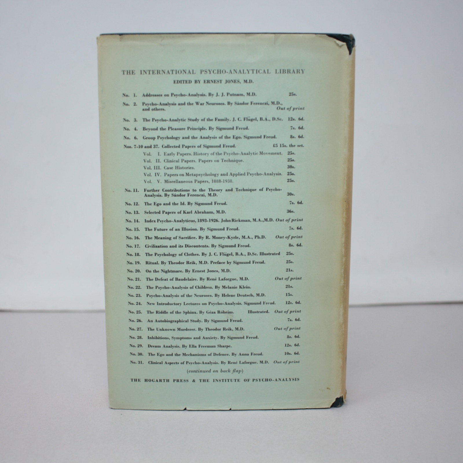 Collected Papers Sigmund Freud Hogarth Press London Vol. 2, 3, 4, 5 1953