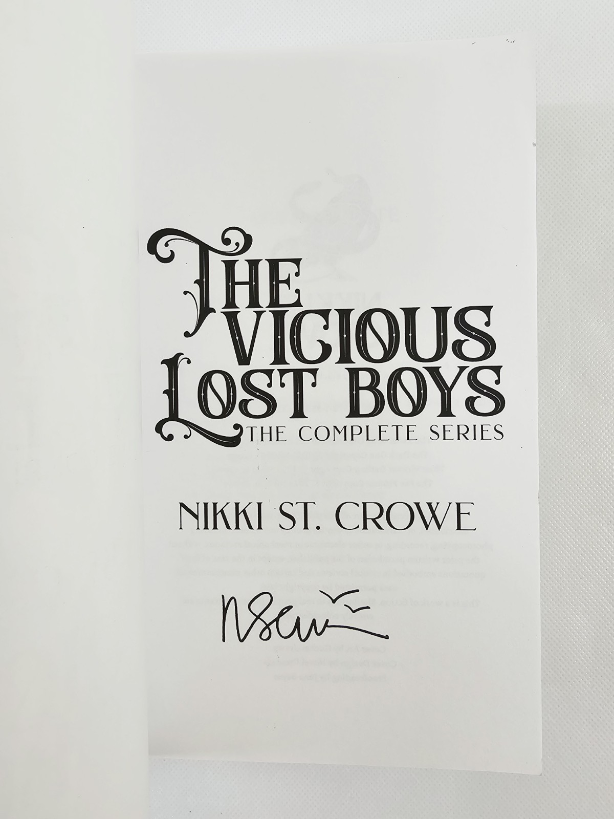Nikki St Crowe Vicious Lost Boys Complete Series 2024 TPB Novel Blackwell House