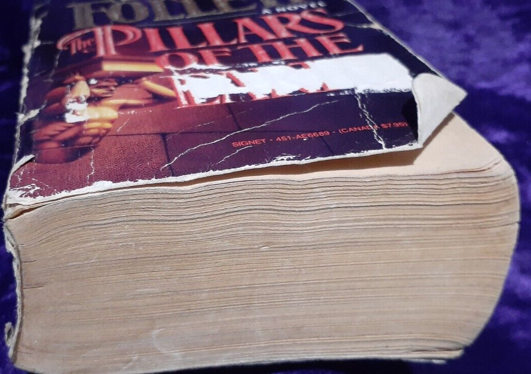 Ken Follett Pillars Of The Earth Book**Torn, Partially Peeled off Title, Stains*