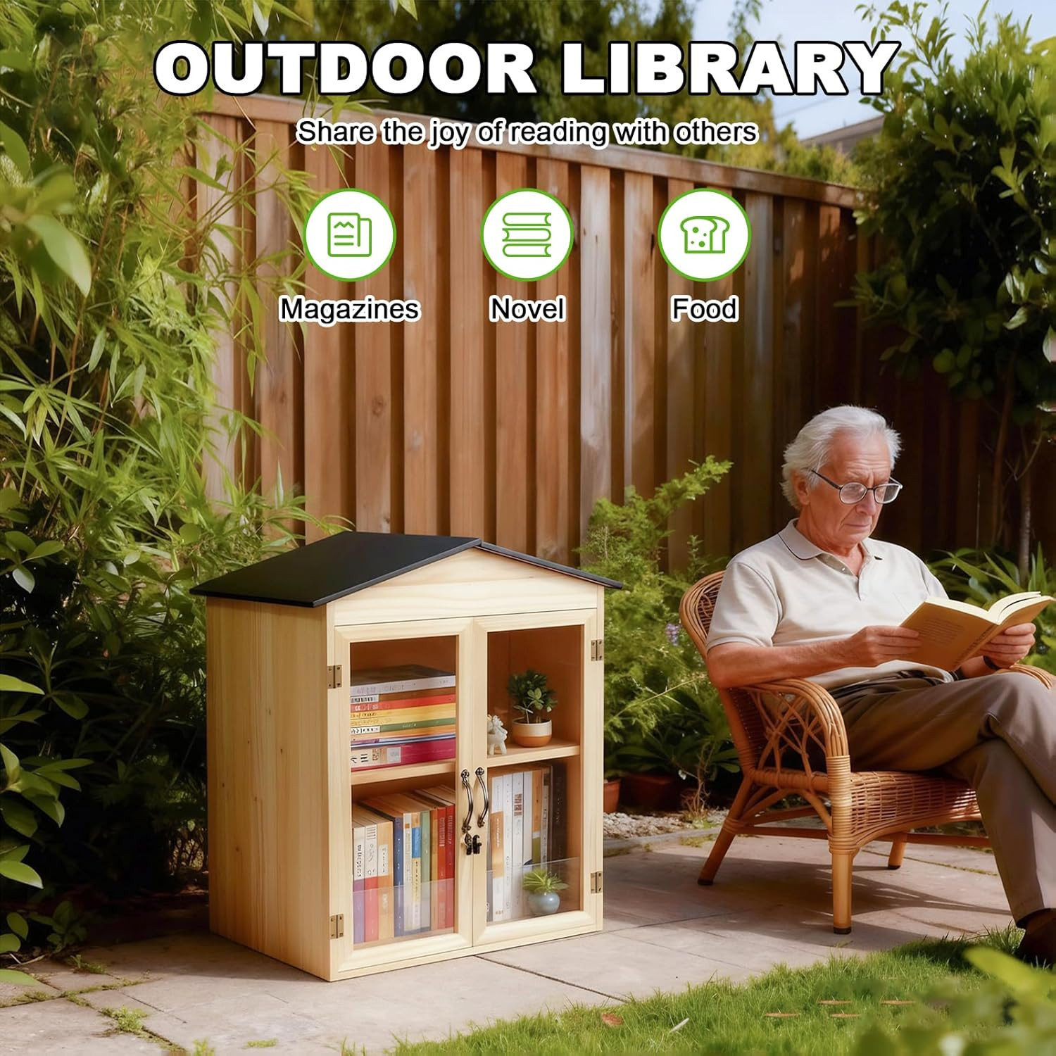 Little Library Box Outdoor Wooden outside Library Book Box Literature Exchange B