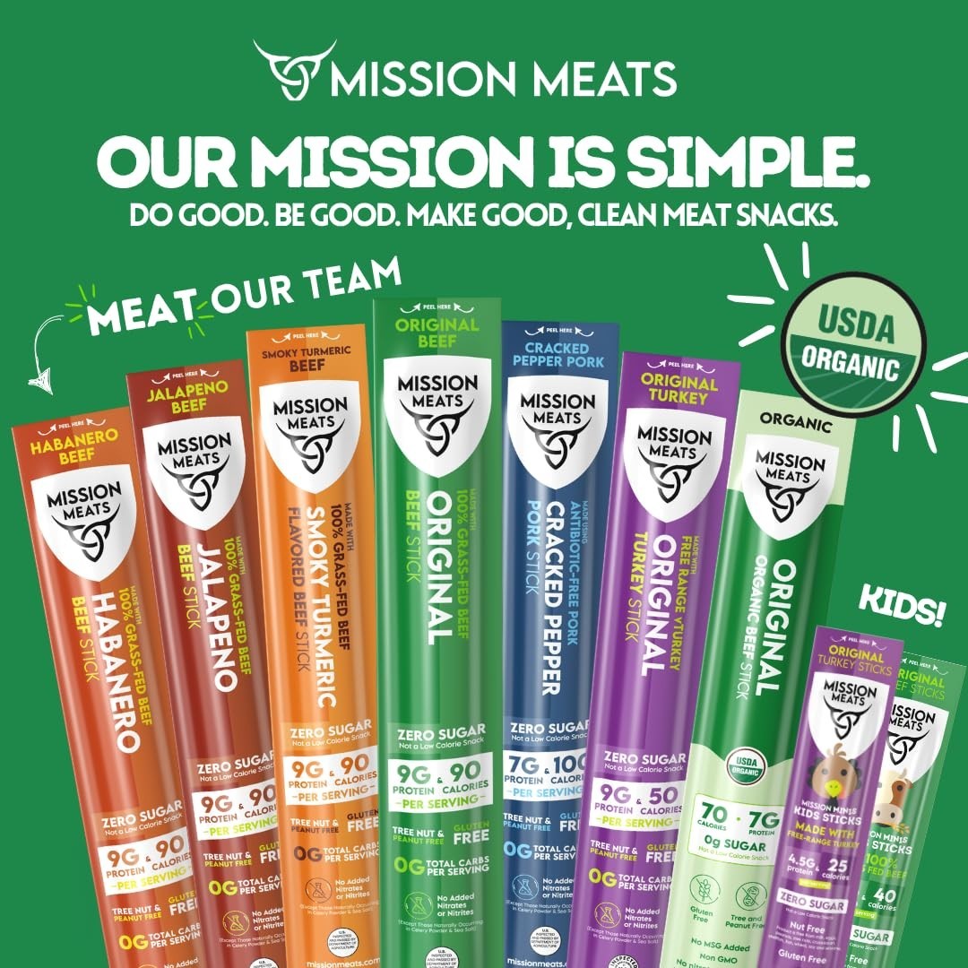 Nutritious Kids Beef Sticks – 24ct Grass Fed, No Added Sugar, Allergen Friendly