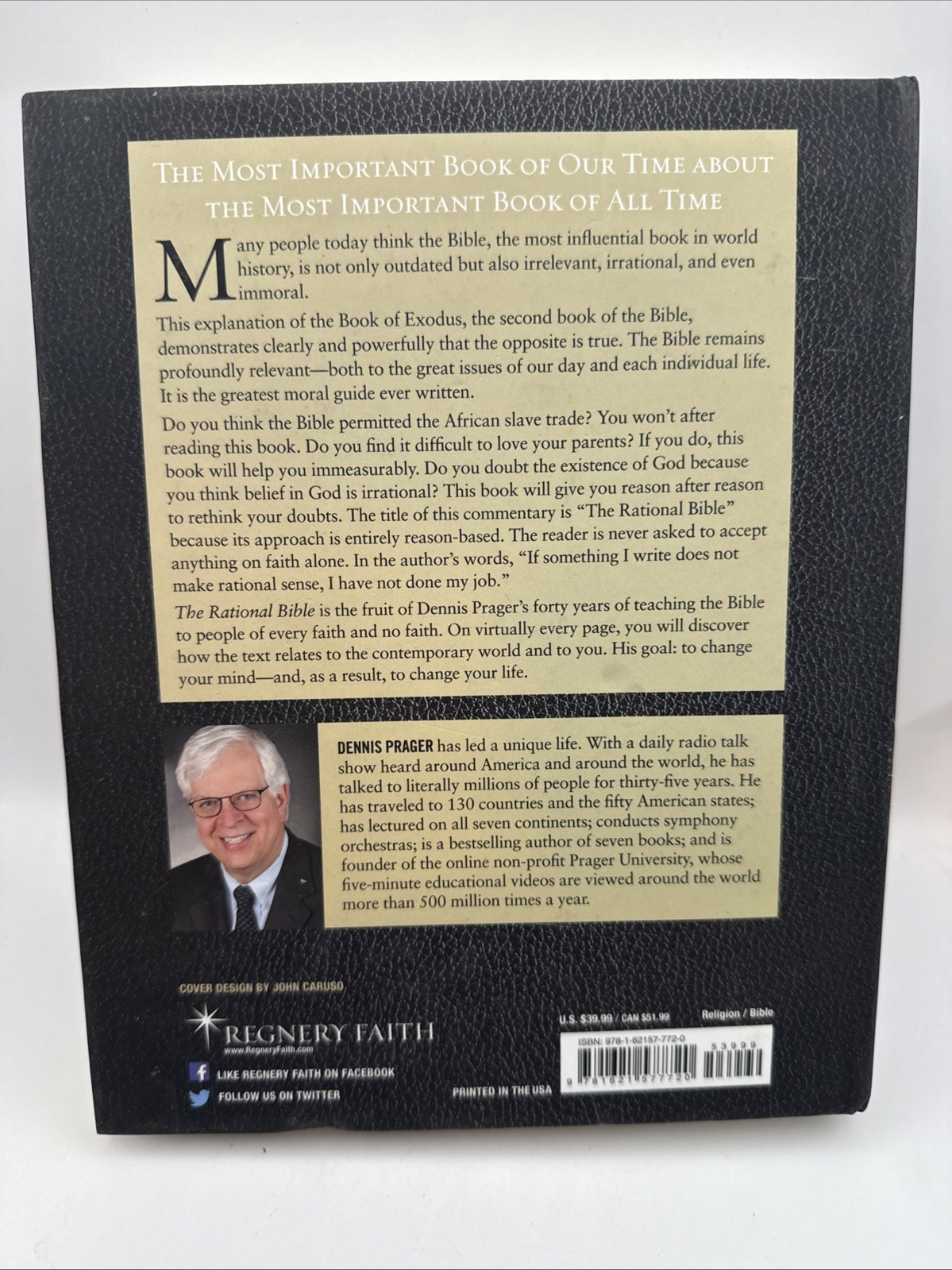 The Rational Bible Exodus God Slavery and Freedom Dennis Prager Hardcover 2018