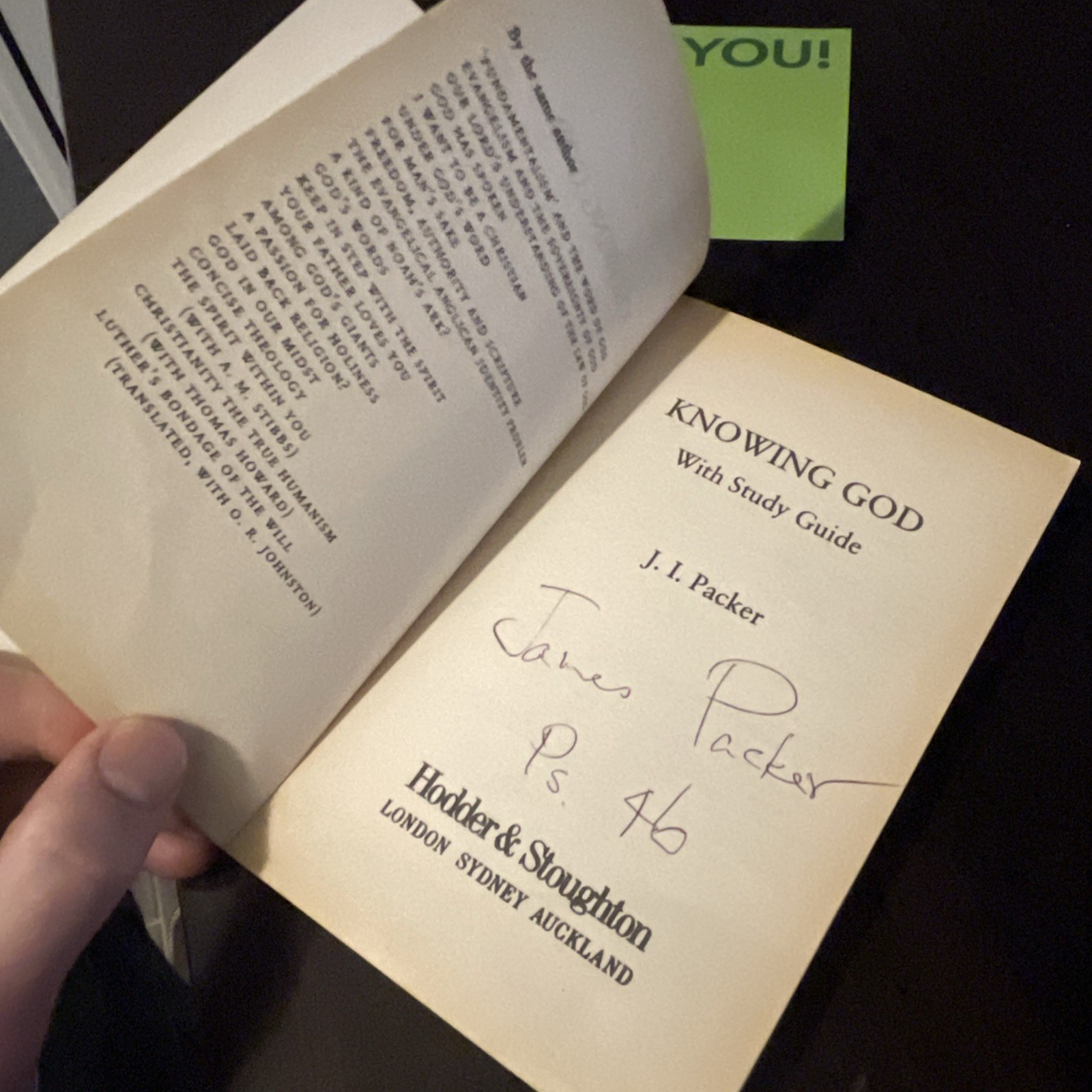 Signed By JI Packer – 1993 Knowing God Anniversary Edition Paper Back Signed J.I