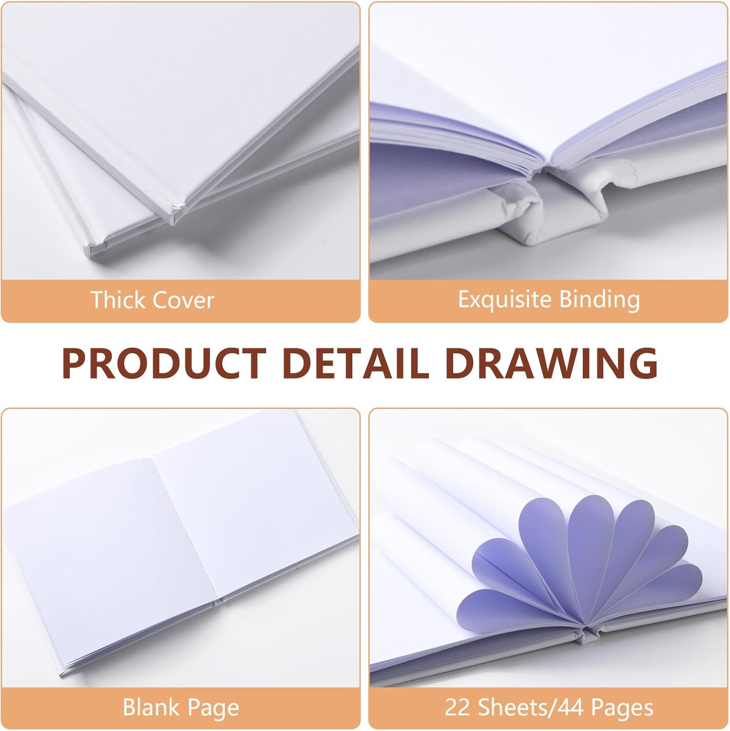 12 Pack White Hardcover Blank 5X5 Inch, Hardcover Blank for Students to Write