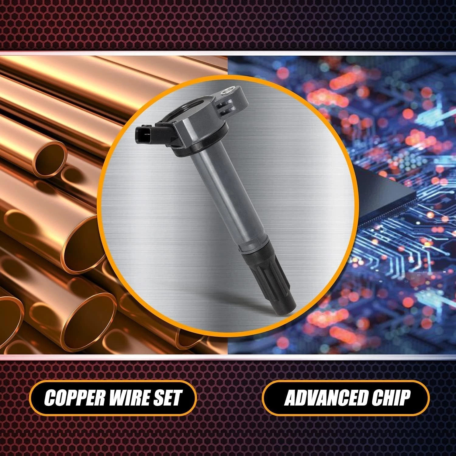 Ignition Coil Pack UF487 & Iridium Spark Plug Compatible with Toyota Sienna A…