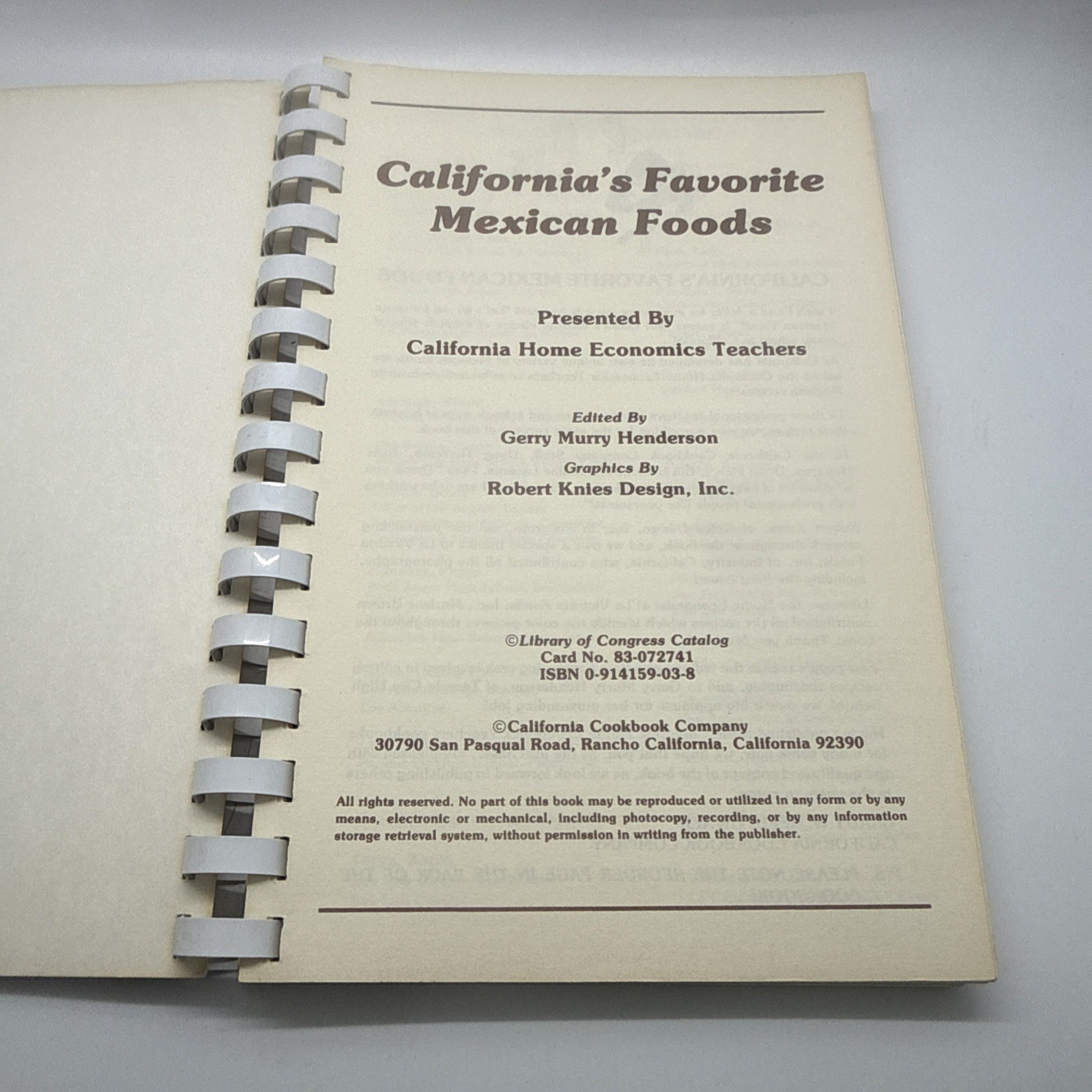 Vintage Spiral Bound Cookbook California’s Favorite Mexican Foods Recipes