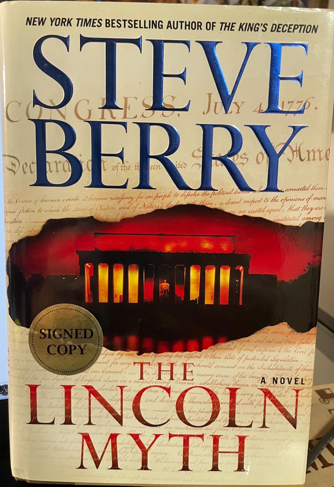 Signed 1st Edition Hardcover (March 2015)- Steve Berry “The Lincoln Myth”