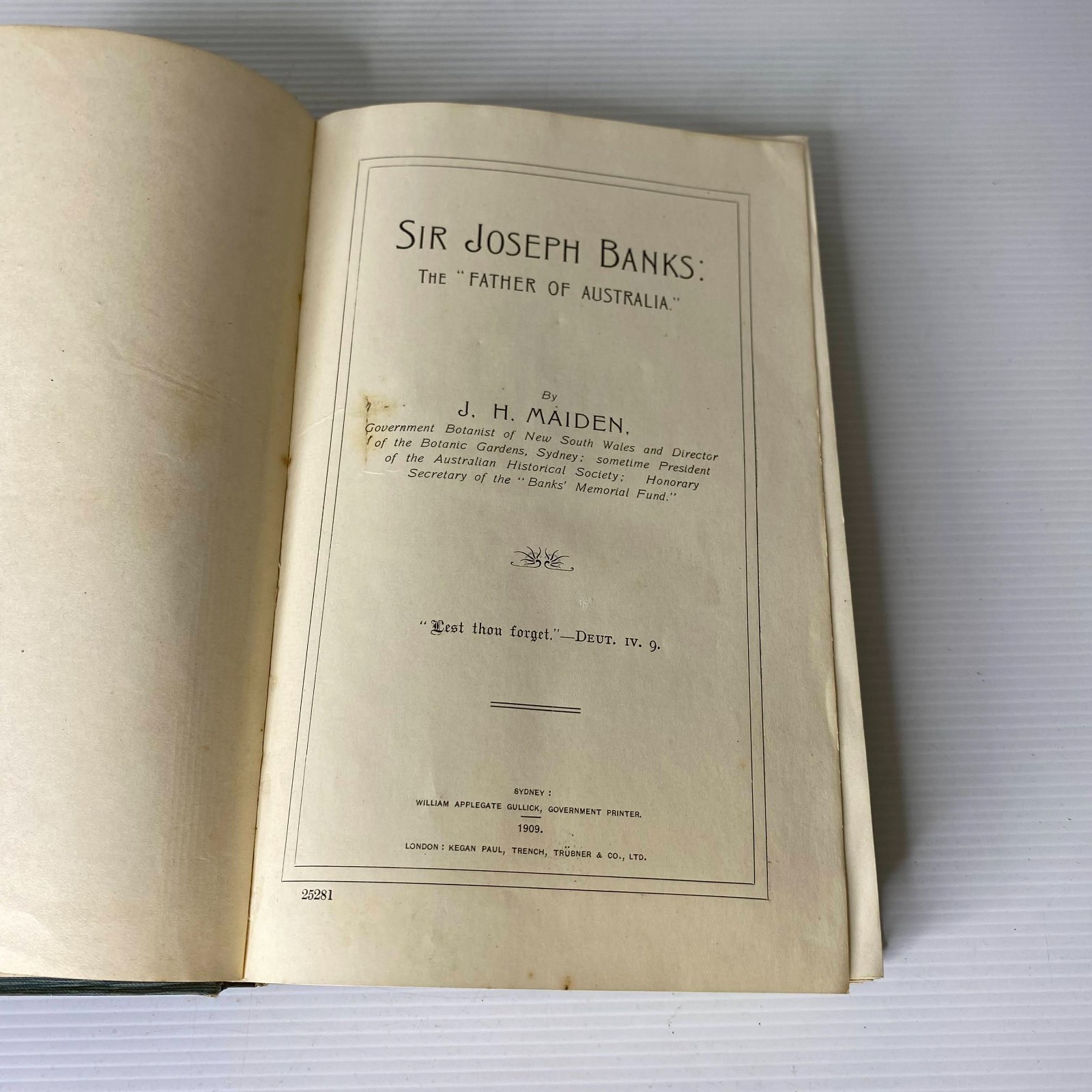 Sir Joseph Banks The Father of Australia by J.H. Maiden. 1909. Maps