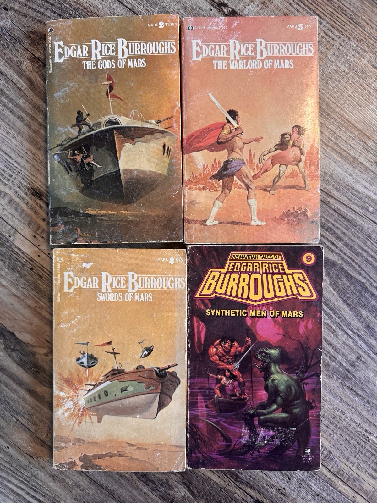 Edgar Rice Burroughs OF MARS Martian Series Lot of 4 Ballantine Books 2 3 8 9