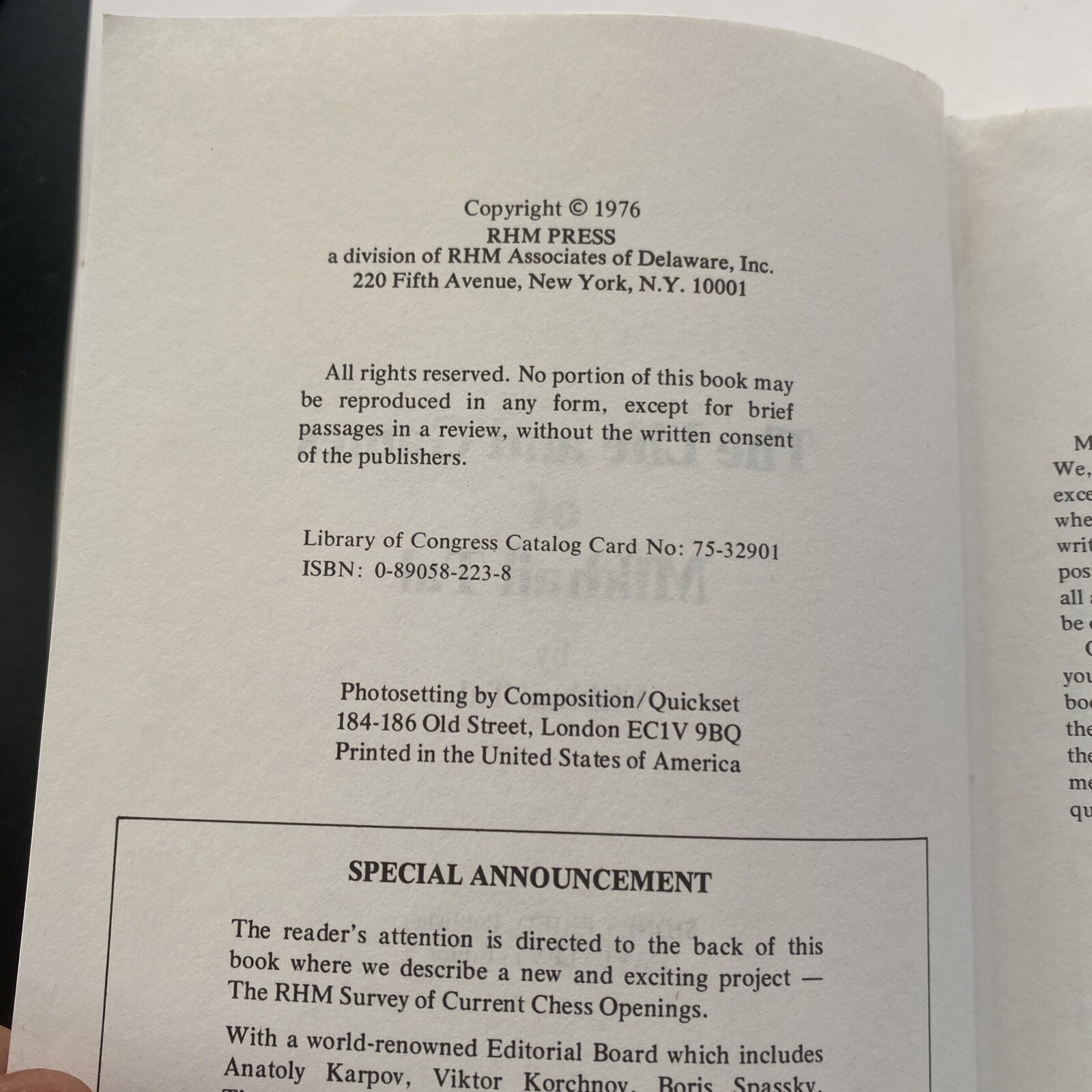 The Life and Games of Mikhail Tal 1st Edition Hardcover RHM Press