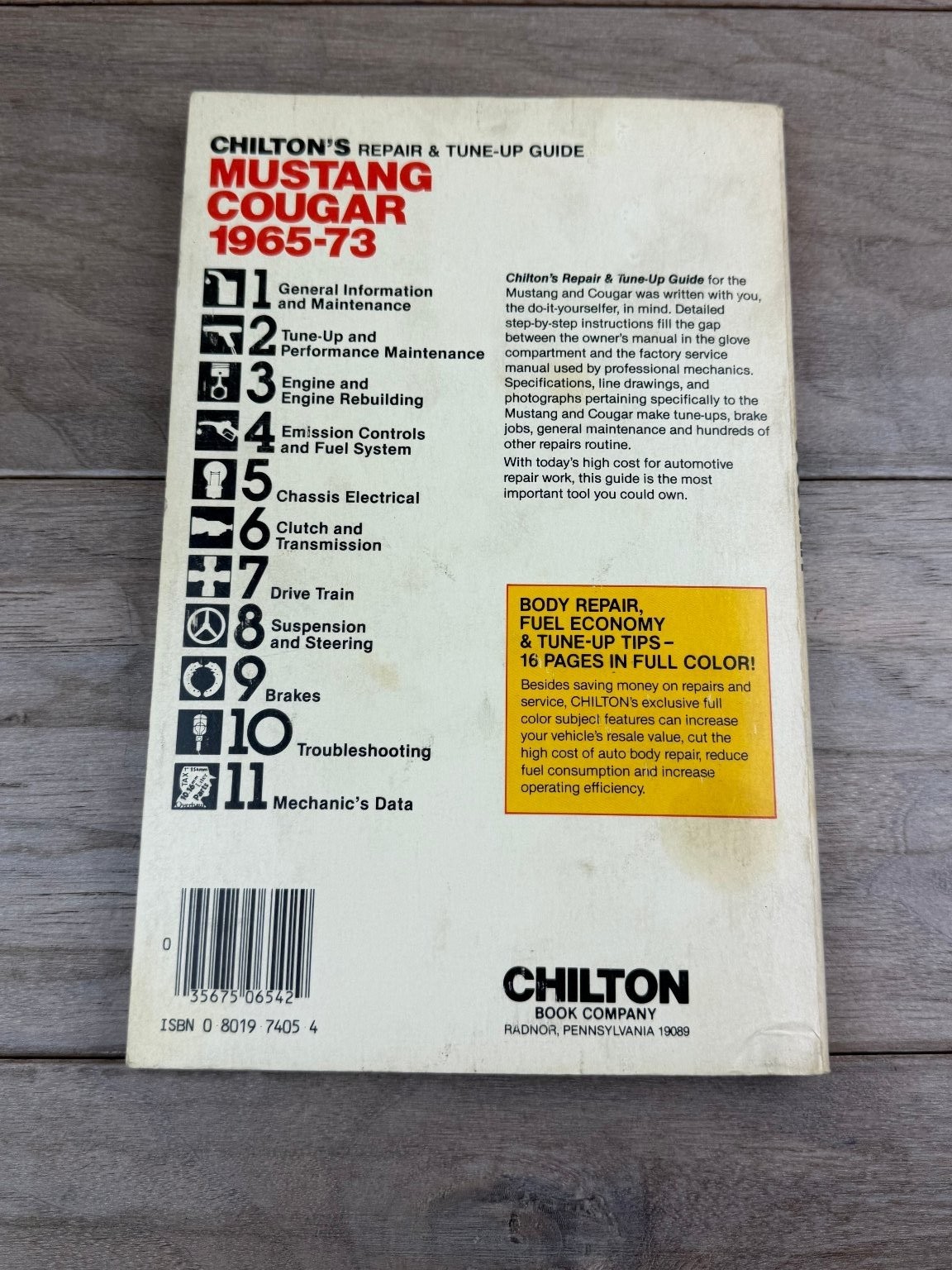 Chilton’s Mustang Cougar Repair & Tune-Up Guide 1965-73 Manual Paperback