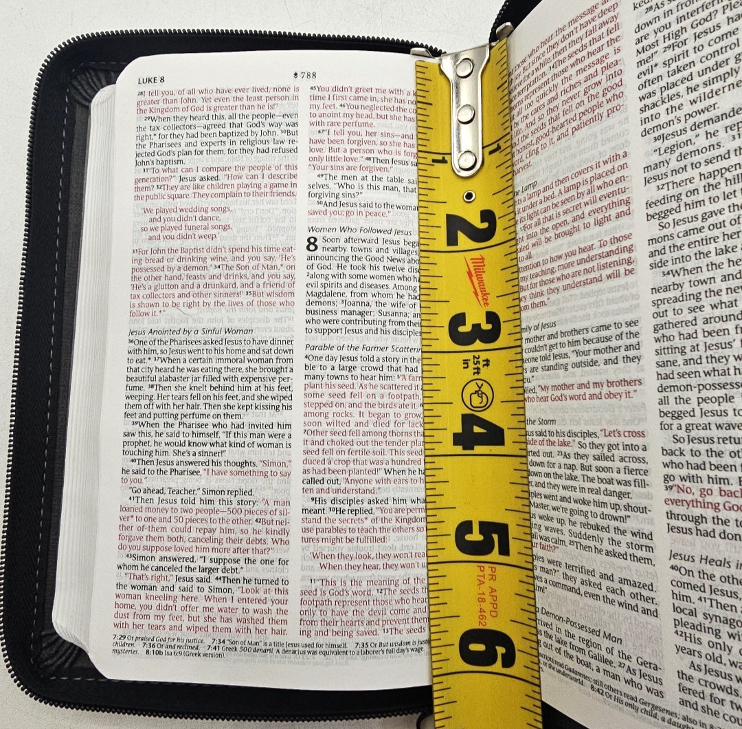 NLT Compact Zipper Bible Filament Enabled LeatherLike Charcoal Patch