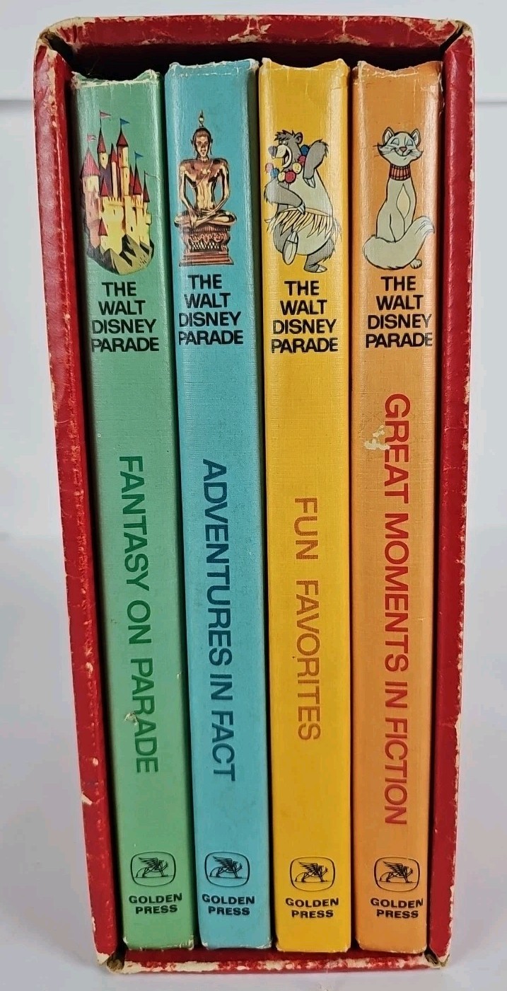 Walt Disney Parade 4 Book w/Slipcase 1970 Fun Fantasy Fact Fiction Golden Press