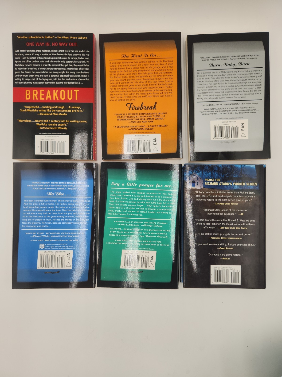 6 Richard Stark Parker PB Books 17-21, HC 24 Breakout Firebreak Dirty Money