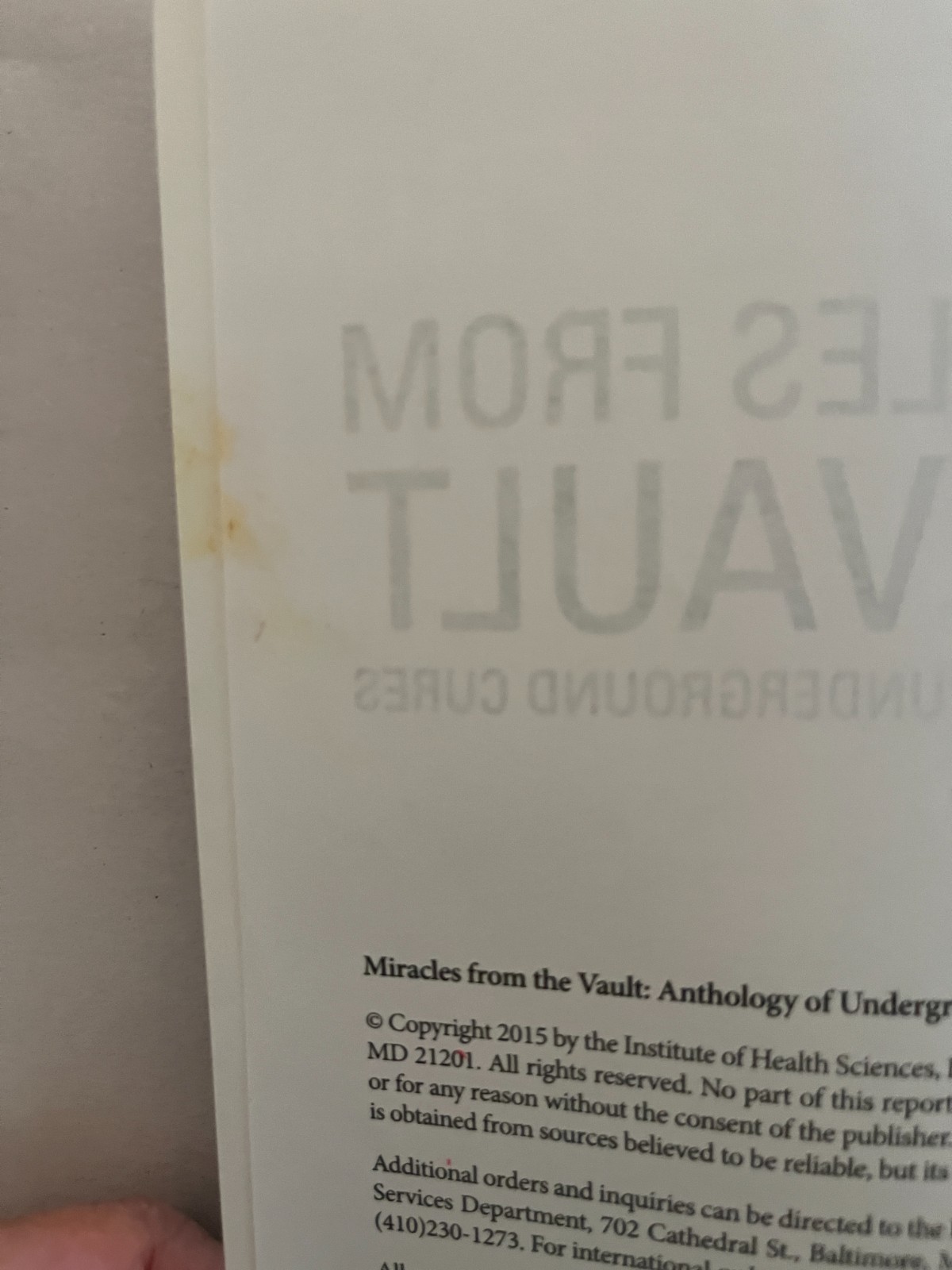 Miracles from the Vault Underground Cures Jenny Thompson (2015, HSI)