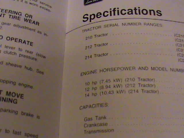 NEW JOHN DEERE 210 212 214 OPERATORS MANUAL OM-M81219 ISSUE J7