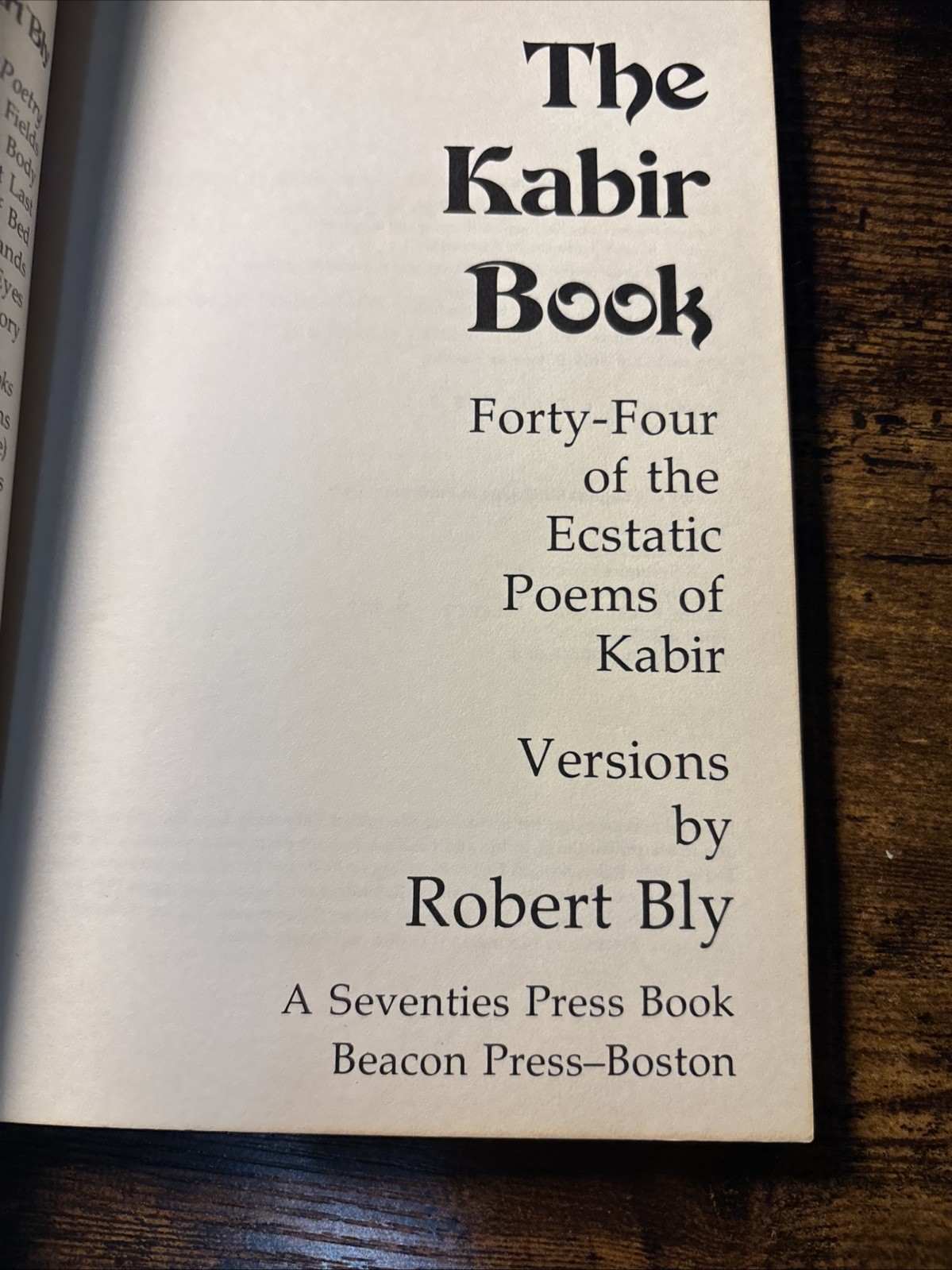 The Kabir Book 44 Of The Ecstatic Poems Of Kabir Versions By Robert Ply 1977