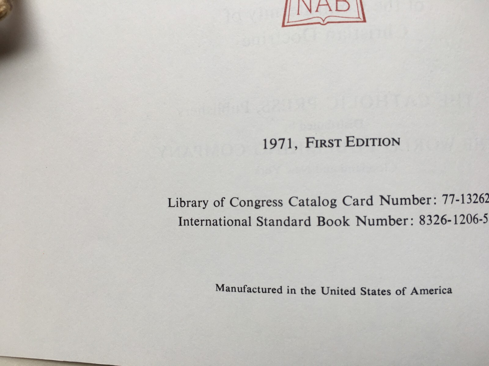 Holy Bible New American Bible NAB Catholic Press World 1971 First Edition