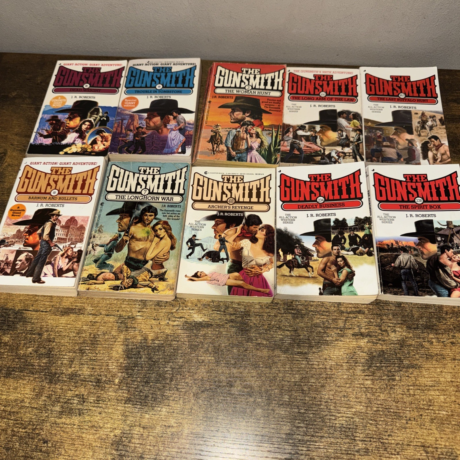 J.R. Roberts lot 10 Western paperback books Gunsmith Series 3 are Giant Editions