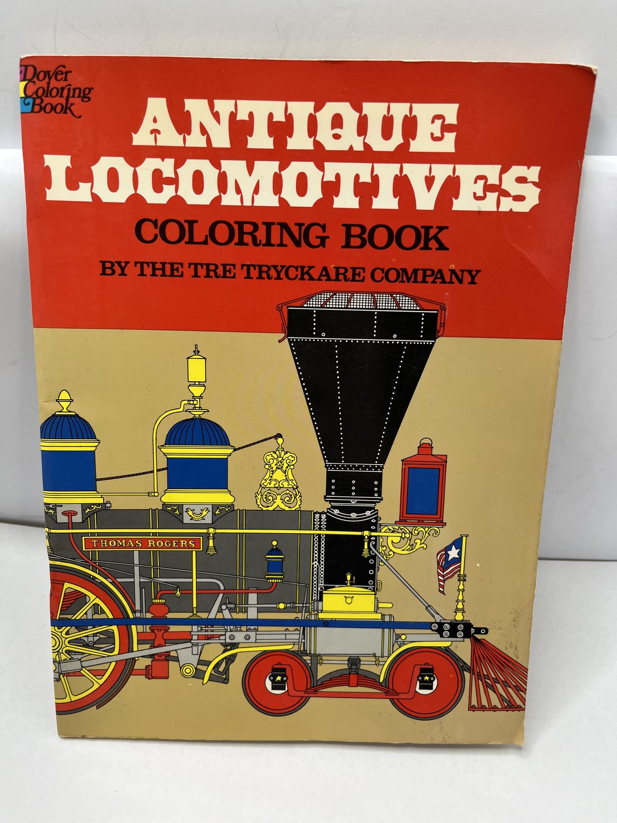 Vintage Antique Locomotives Coloring Book Tre Tryckare Dover Tan PB Trains USA