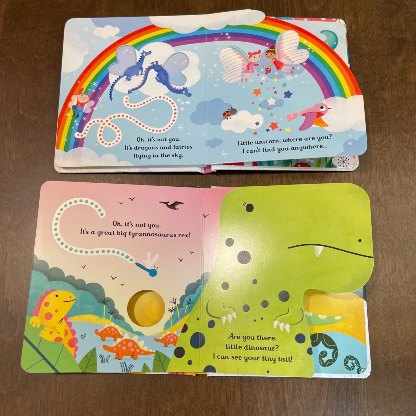 Usborne Little Peek Through Are You There Little Unicorn and Dinosaur Boardbooks