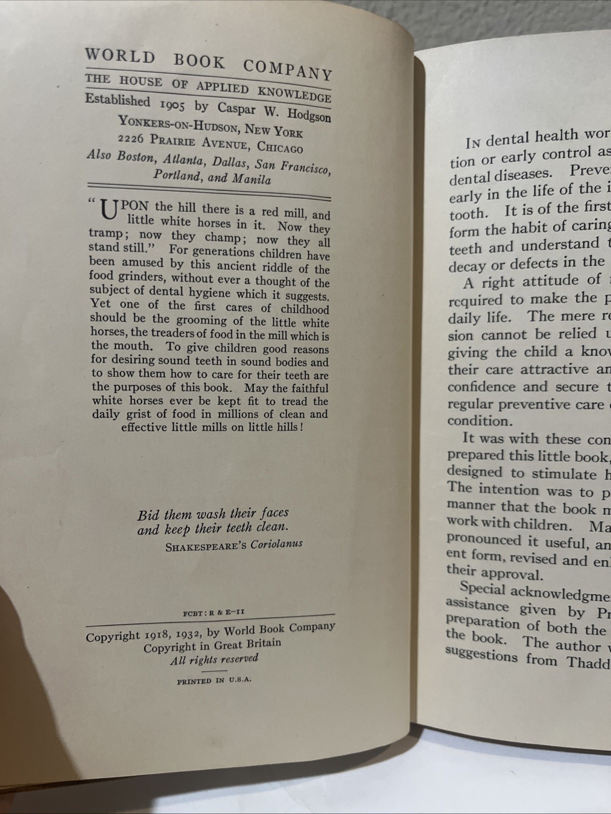 Vintage A Child’s Book of the Teeth by Harrison Wader Ferguson 1932 Revised HC
