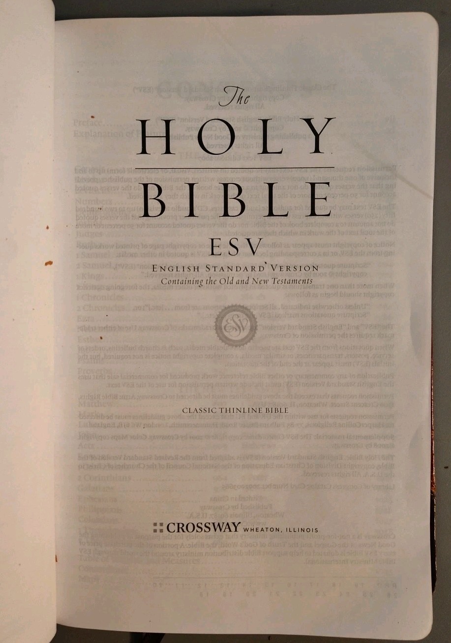 Holy Bible ESV English Standard Version Thinline Ed. Trutone Brown Crossway 2002