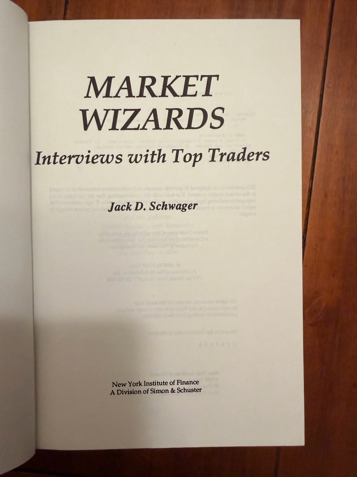 Market Wizards Jack Schwager – 1989 NYIF Hardcover – Early 4th Printing