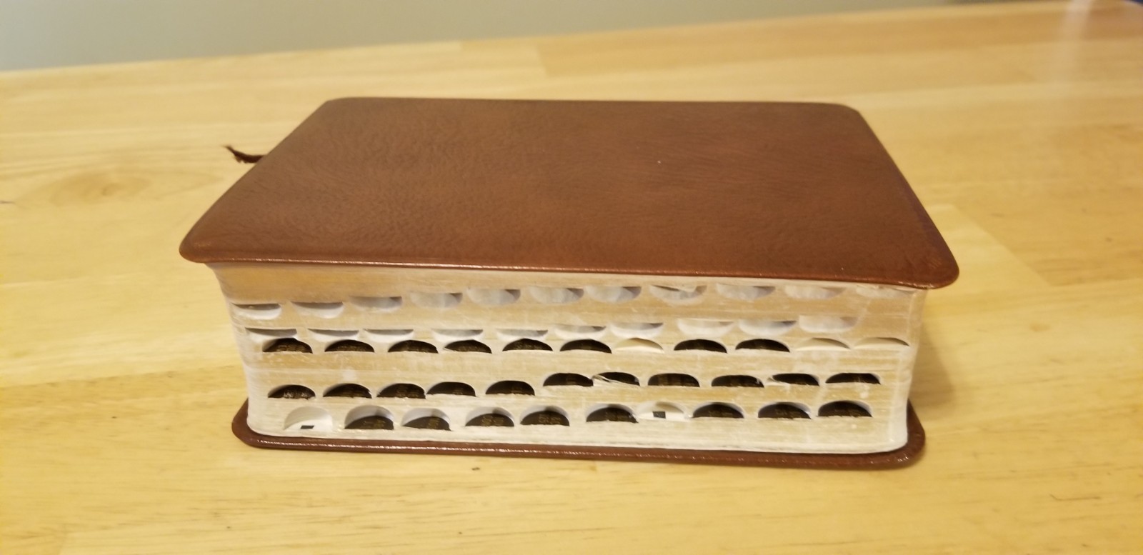 1977 LDS Quad Scriptures Holy Bible Book of Mormon Brown Leather Tabs 7” x 5”