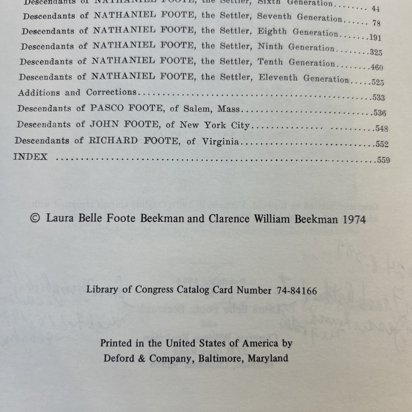 History and Genealogy by Abram W Foote HC Vol 1 2