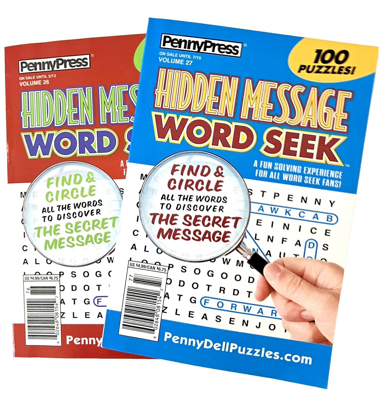 NEW Lot 2 Penny Press Hidden Message Word Seek Search Find Puzzle Books 100 Each