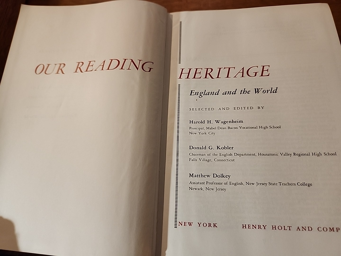 Our Reading Heritage: England and the World, Vtg Textbook 1957