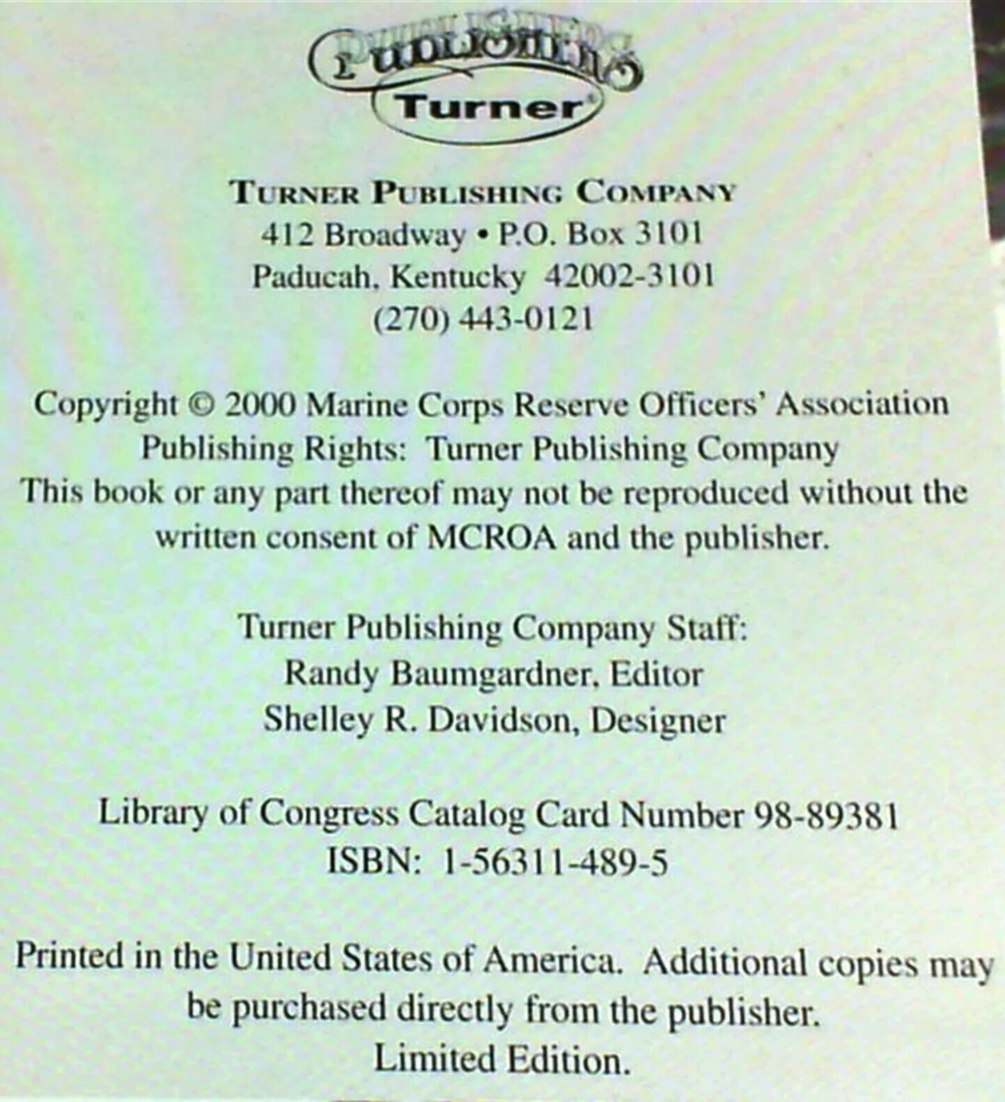 United States Marine Corps Reserve Officers’ Association (2000, Hardcover) NEW