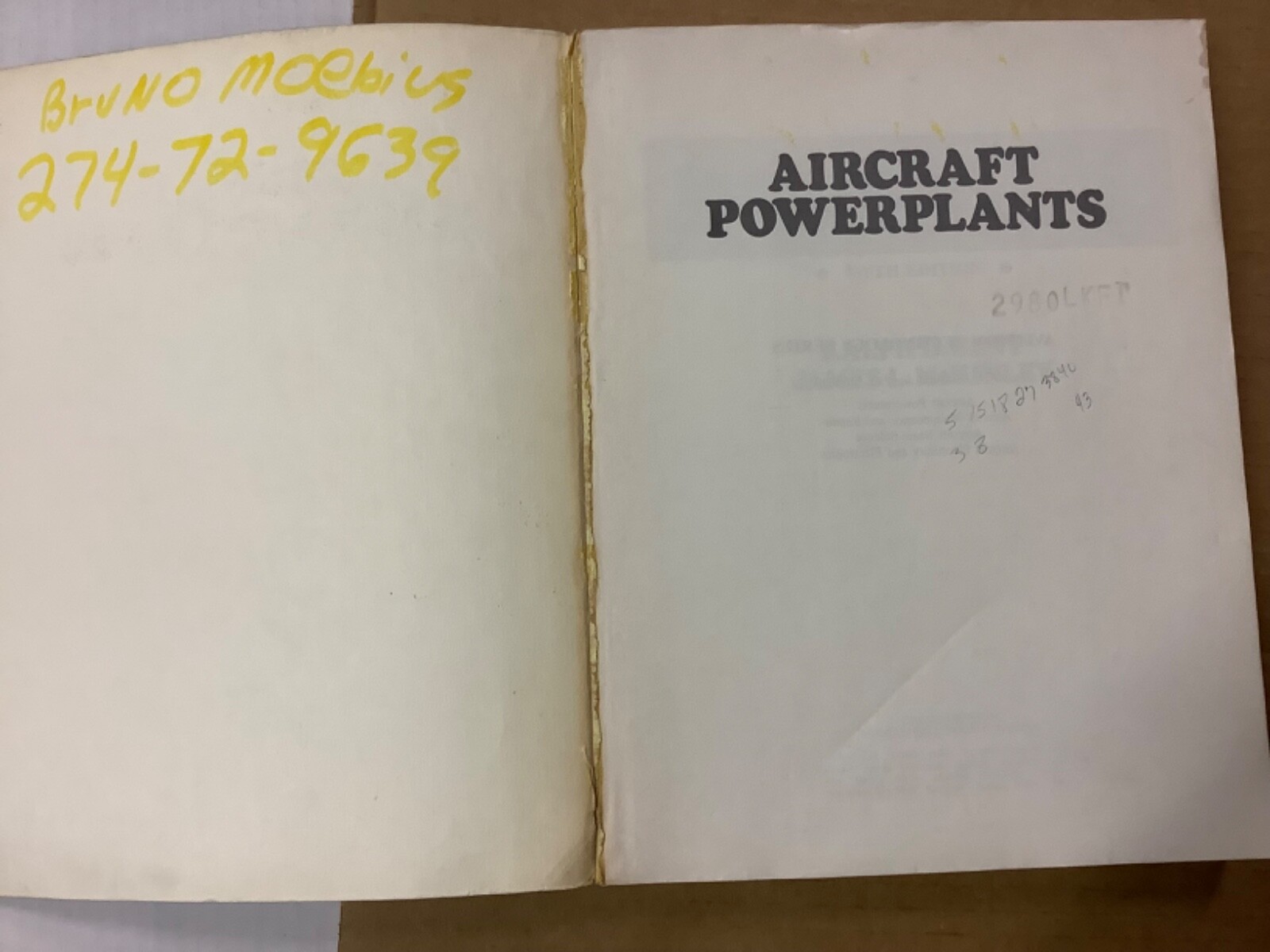 Aircraft Powerplants Paperback Book by Bent McKinley 5th Edition 1985