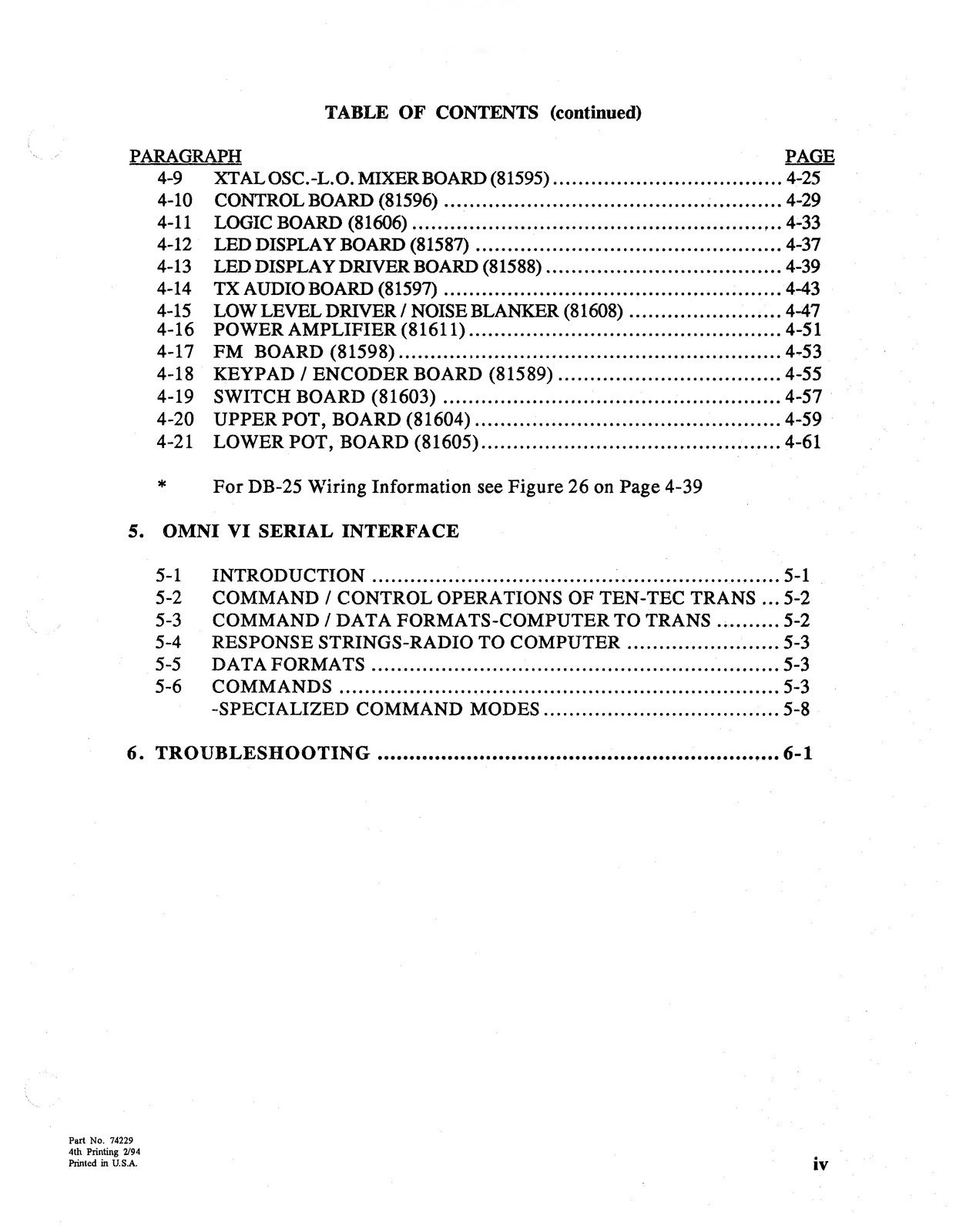 TEN TEC Omni 6 Model 563 HF Transceiver Operators Manual , FOLDOUTS