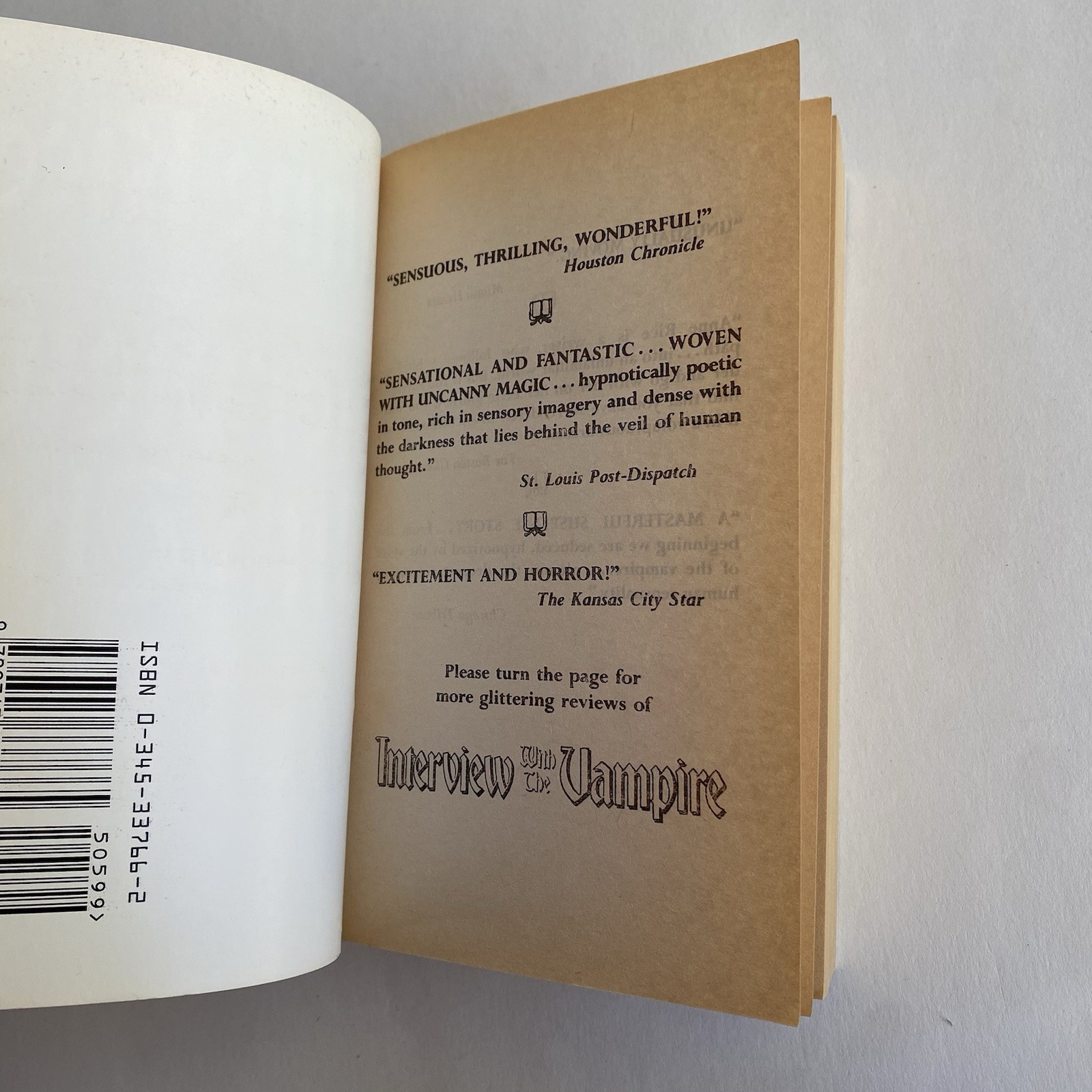 Interview with the Vampire by Anne Rice (1977/1992) Ballantine IWTV #1