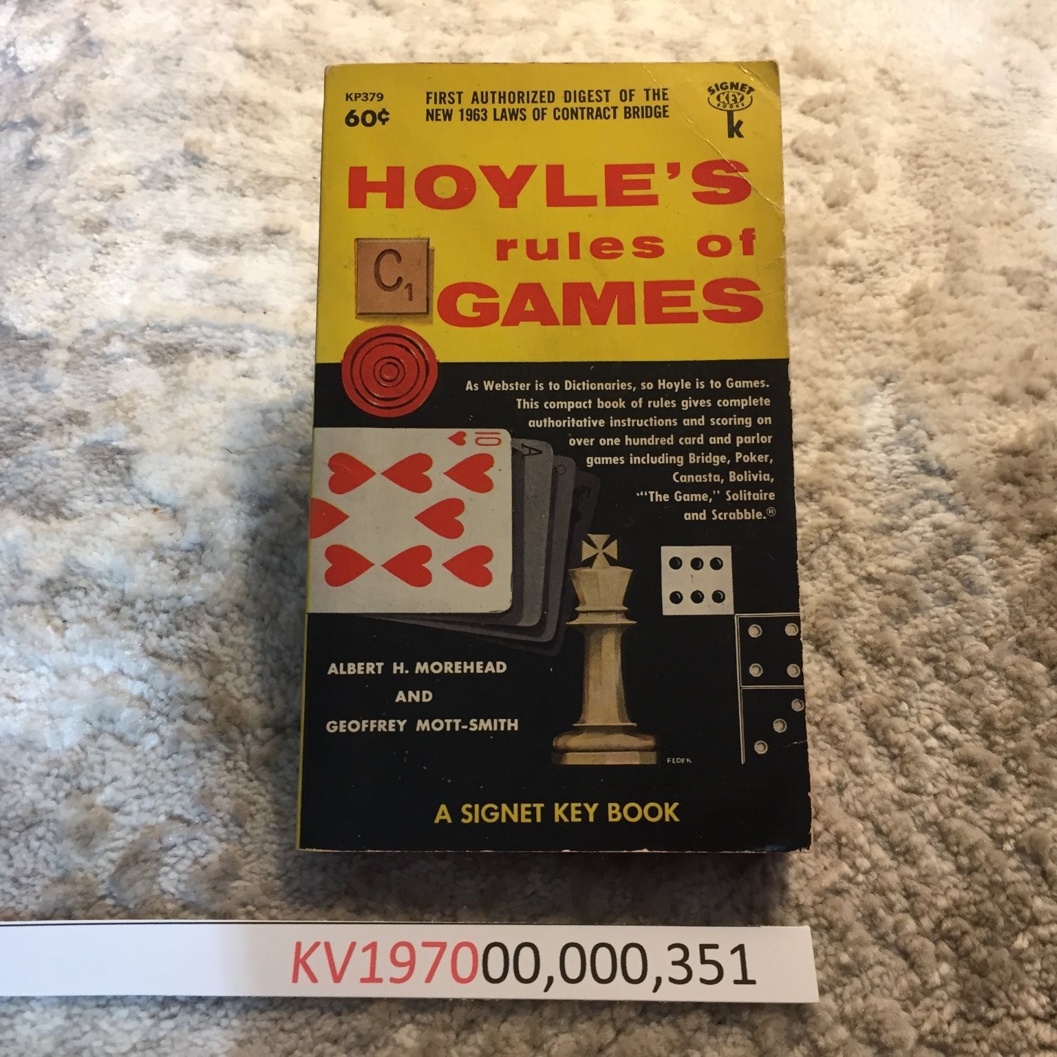 Hoyle’s Rules of Games Morehead Mott-Smith 1963 Signet Games Self Help Book