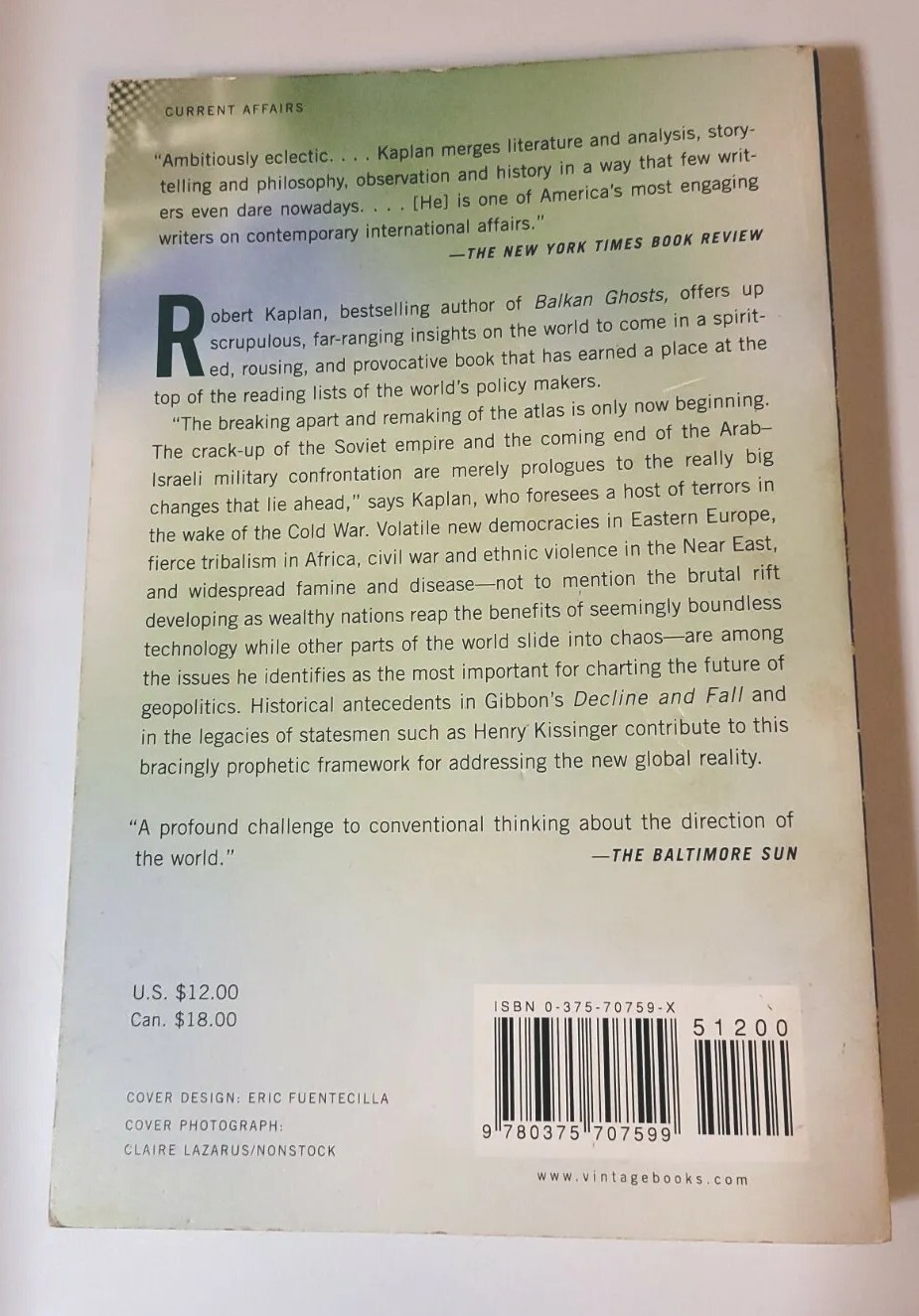 The Coming Anarchy by Robert D. Kaplan (Paperback) Non-Fiction, GOOD, Free Ship