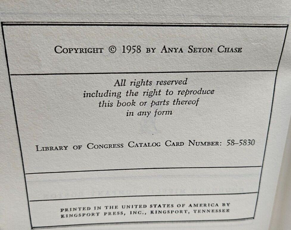 The Winthrop Woman by Anya Seton, 1958 Houghton Mifflin