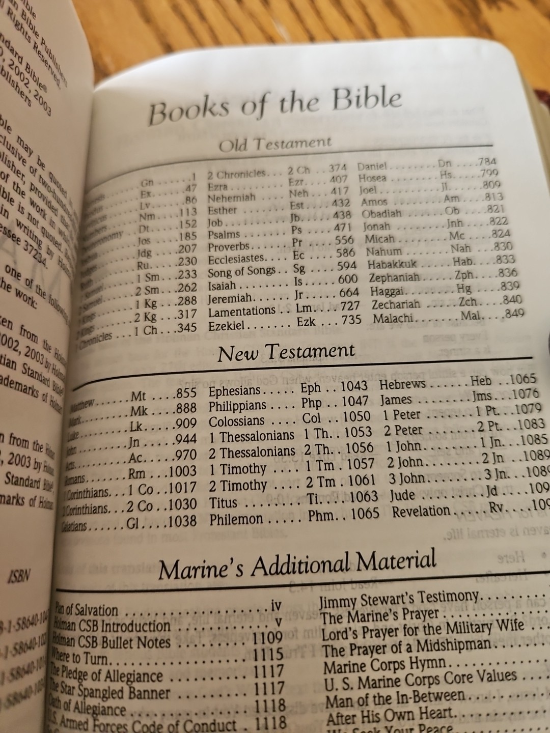 Marine’s Bible by Holman 2004 Bonded Leather Burgundy with Box