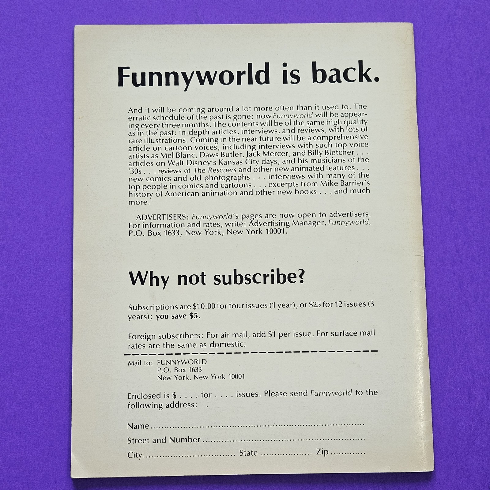 Funnyworld #17 Fall 1977 Magazine World Of Animated Films & Comic Art High-Grade