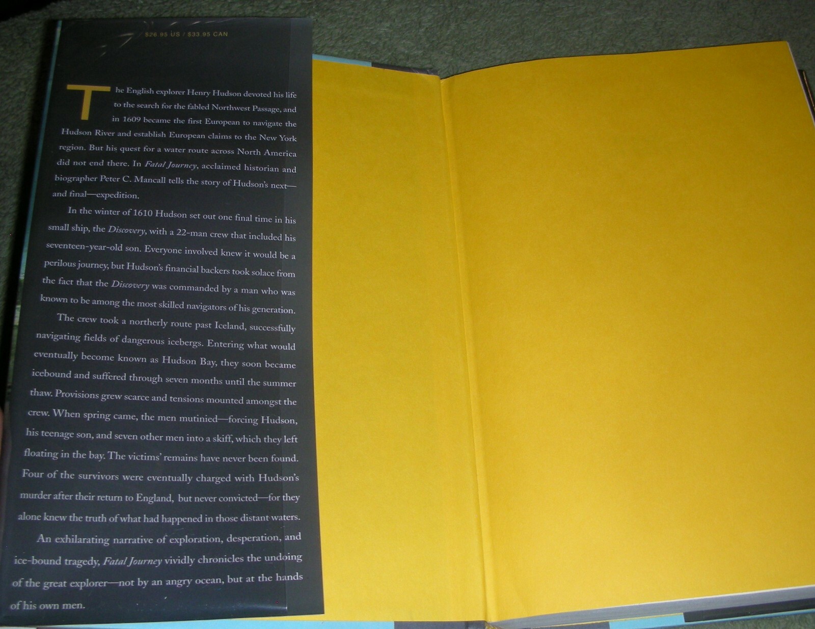 FATAL JOURNEY by Peter C. Mancall 2009 HC/DJ ~ 1st Edition 1st Printing + Cover