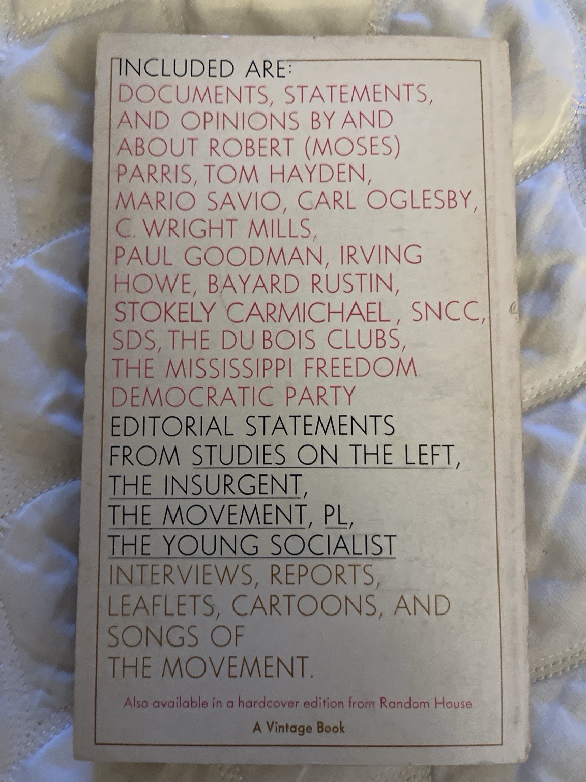 The New Radicals Jacobs Landau 1966 Vintage New Left Civil Rights SDS